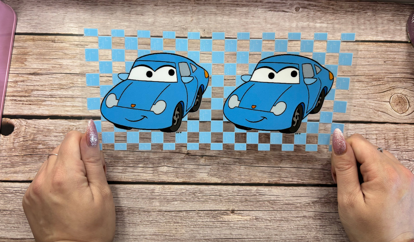 Blue checkered car
