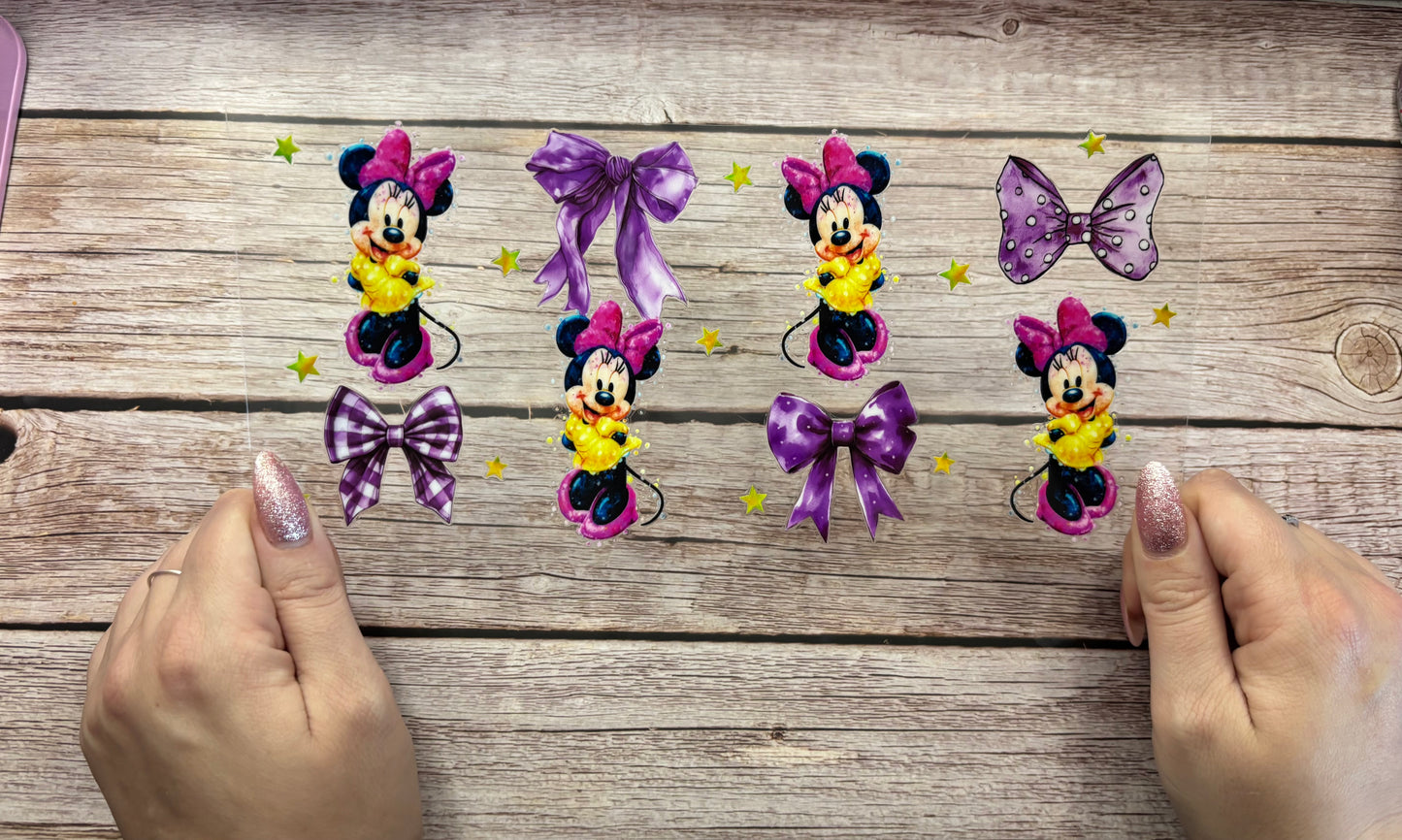 Purple bows yellow dress