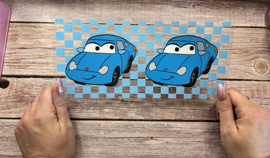 Blue checkered car