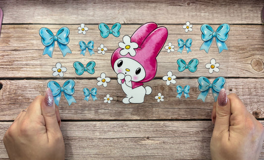 Pink bunny and butterflies