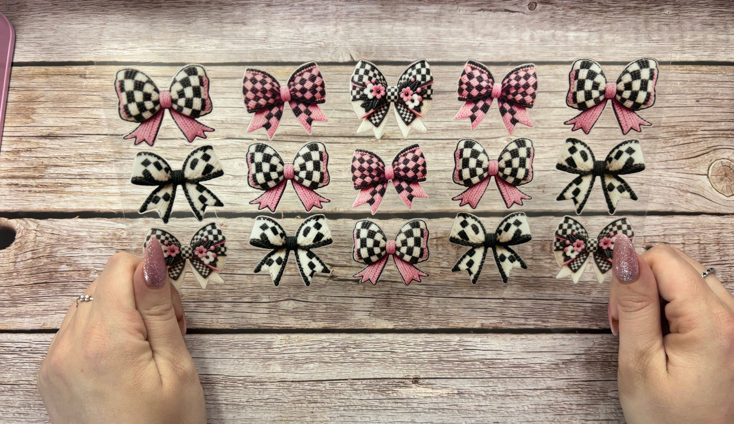 Pink checkered bows