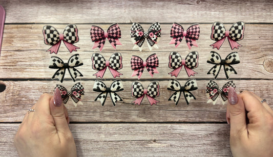 Pink checkered bows