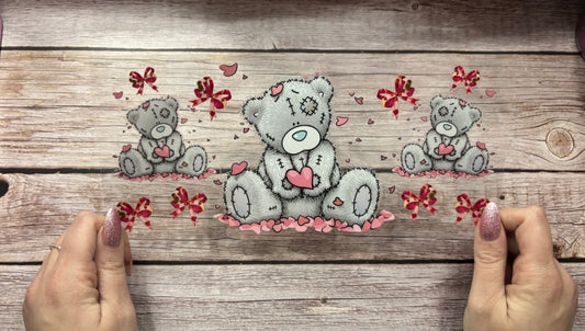 Pink heart grey bear
