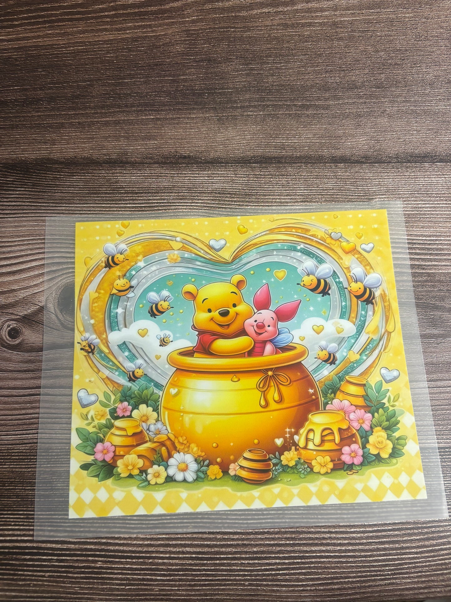 Honey bear and pink pig