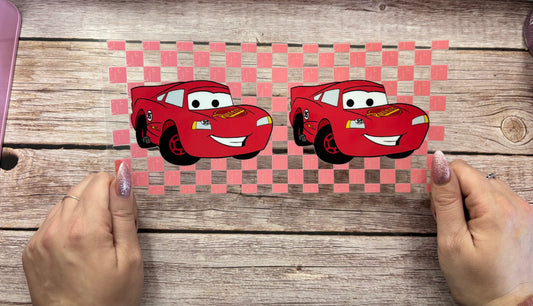 Checkered red car