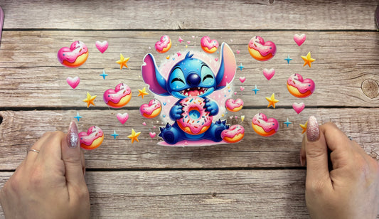 Blue creature donut eating